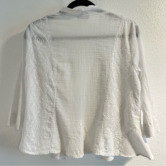 Allison Daley White Open-Front Light Fabric Cardigan Size Small - Picture 3 of 4